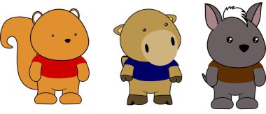 Şirin kawaii hayvan çizgi filmi vektör formatında duruyor.