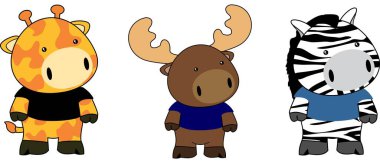 Şirin kawaii hayvan çizgi filmi vektör formatında duruyor.