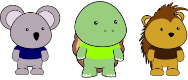 Şirin kawaii hayvan çizgi filmi vektör formatında duruyor.