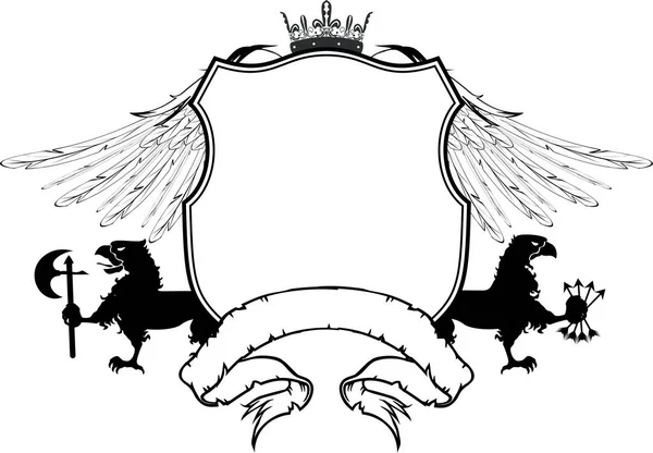 Escudo Heráldico Escudo Emblema Escudo Armas Tatuaje Formato Vectorial — Archivo Imágenes Vectoriales