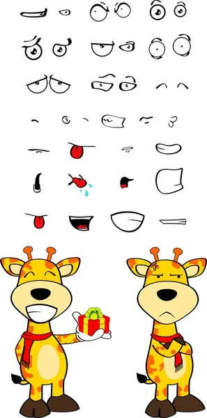 Leuke Kawaii Grappige Giraffe Cartoon Expressies Set Collectie Vector Formaat — Stockvector