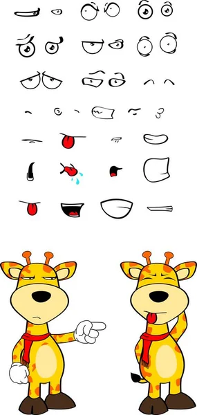 Cute Kawaii Funny Giraffe Cartoon Expressions Set Collection Vector Format — Stock Vector