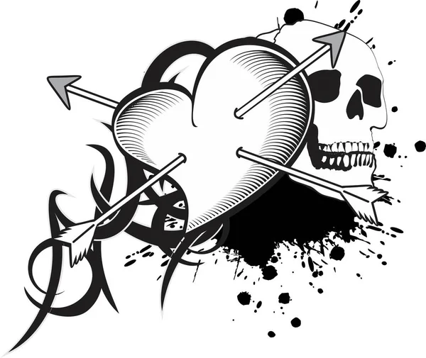 Φυλετική Καρδιά Τατουάζ Tshirt Εικονογράφηση Μορφή Διάνυσμα — Διανυσματικό Αρχείο