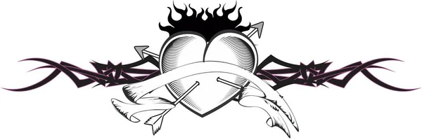 Φυλετική Καρδιά Τατουάζ Tshirt Εικονογράφηση Μορφή Διάνυσμα — Διανυσματικό Αρχείο