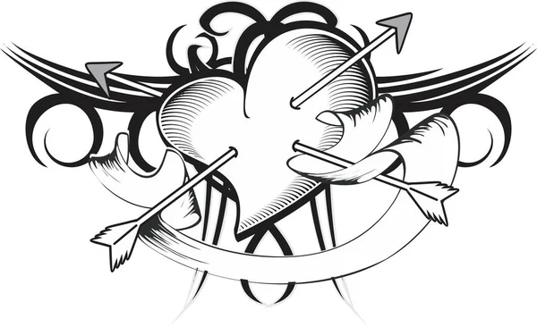 Corazón Tribal Tatuaje Camiseta Ilustración Formato Vectorial — Vector de stock