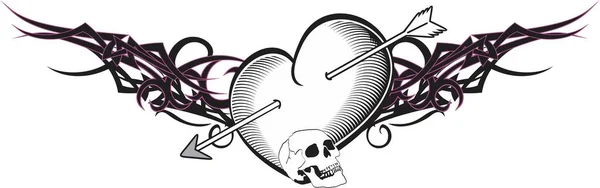 Corazón Tribal Tatuaje Camiseta Ilustración Formato Vectorial — Vector de stock