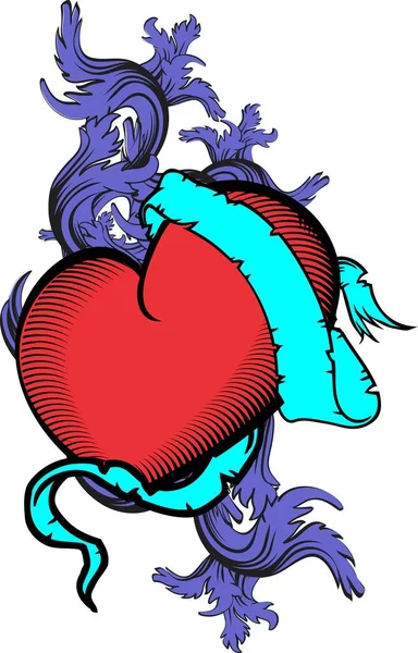 Illustration Héraldique Tatouage Coeur Rouge Format Vectoriel — Image vectorielle