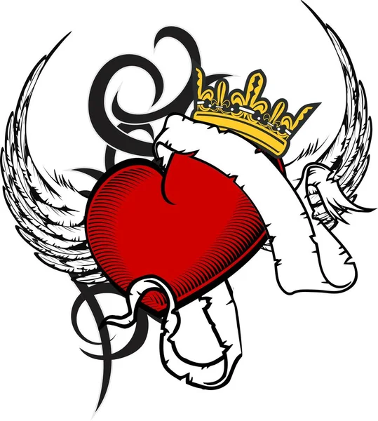 Εραλδική Απεικόνιση Τατουάζ Κόκκινης Καρδιάς Διανυσματική Μορφή — Διανυσματικό Αρχείο