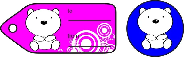 Mignon Kawaii Petit Bébé Ours Polaire Carte Cadeau Autocollant Format — Image vectorielle