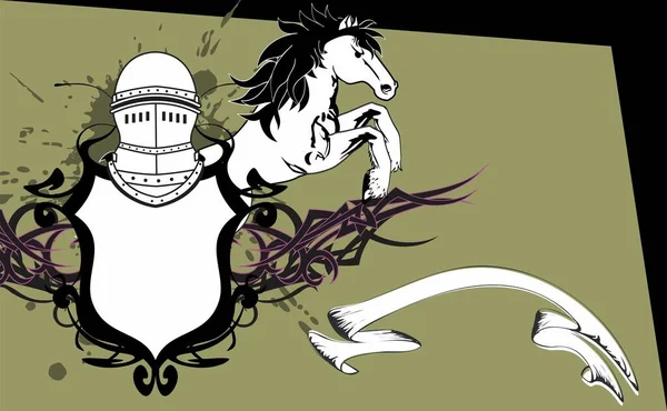 Heraldic Άλογο Παλτό Του Βραχίονα Έμβλημα Τατουάζ Ταπετσαρία Φόντο Διανυσματική — Διανυσματικό Αρχείο
