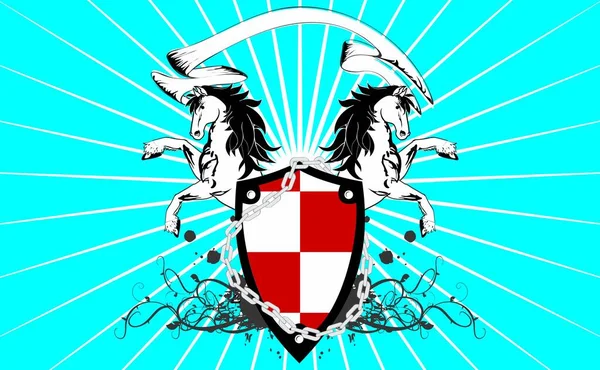 紋章の馬のコート紋章のタトゥー壁紙の背景ベクトル形式 — ストックベクタ