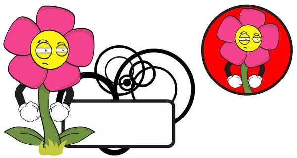 Flower Cartoon Expression Copysapce Sticker Vector Format Very Easy Edit — Stock Vector