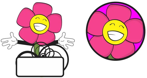 Blume Cartoon Ausdruck Copysapce Aufkleber Vektorformat Sehr Einfach Bearbeiten — Stockvektor