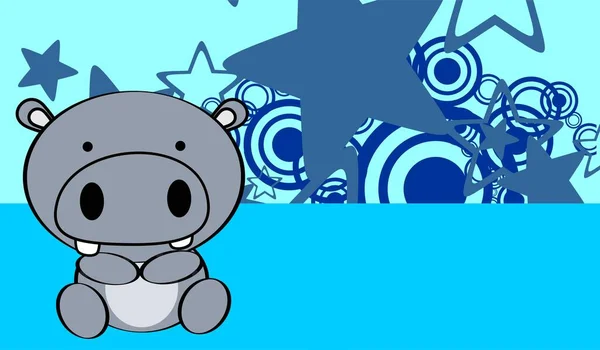 Lindo Bebé Hipopótamo Kawaii Dibujos Animados Baclground Formato Vectorial — Vector de stock
