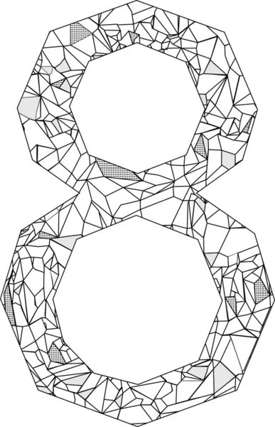 Isolé Polygonal Huit Nombre Illustration Mandala Coloration Format Vectoriel — Image vectorielle