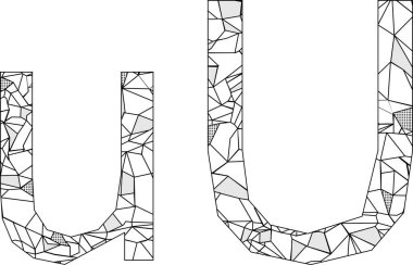 çokgen harfi U illüstrasyonu vektör biçiminde