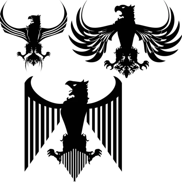 Heraldik Eagle Set Pengumpulan Dalam Format Vektor - Stok Vektor