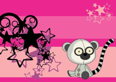 bebek kawaii lemur oyuncak karikatür duvar kağıdı arkaplanı vektör biçiminde