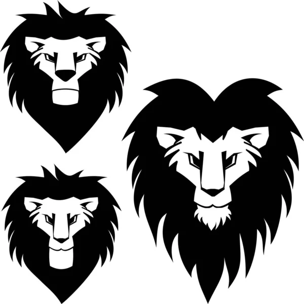 Collection Tatouage Tête Frontale Lion Format Vectoriel — Image vectorielle