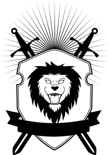Lion Head Tattoo Coat Arms Crest Vector Format — Stock Vector