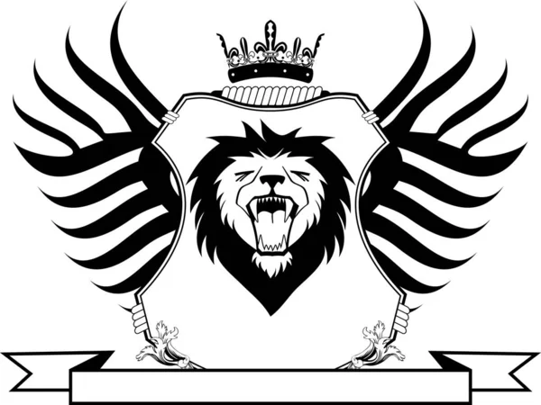 Löwenkopf Tätowierung Wappen Wappen Vektorformat — Stockvektor