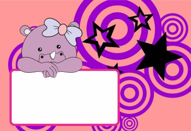 şirin bebek gergedan kız karikatür resim çerçeve arkaplanı vektör biçiminde kopyala