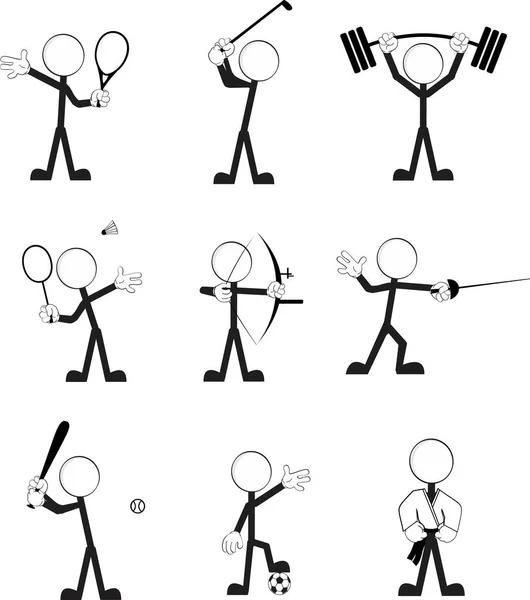 Stick Man Pictogram Σπορ Συλλογή Κινουμένων Σχεδίων Που Μορφή Διάνυσμα — Διανυσματικό Αρχείο