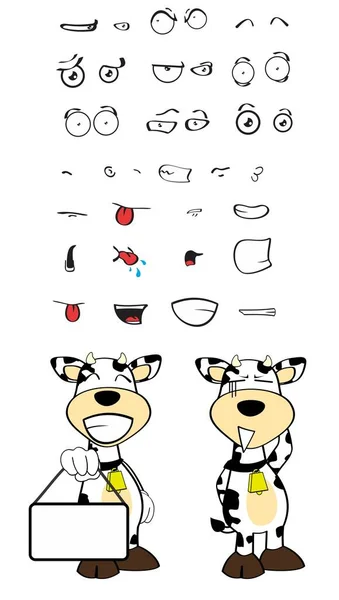 Vtipné Roztomilé Kráva Kreslené Výrazy Set Kolekce Vektorovém Formátu — Stockový vektor