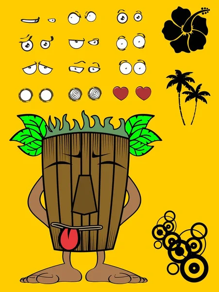 Tiki Hawaiian Masker Cartoon Expressies Collectie Vector Formaat — Stockvector