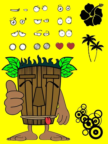 Tiki Hawaiian Masker Cartoon Expressies Collectie Vector Formaat — Stockvector