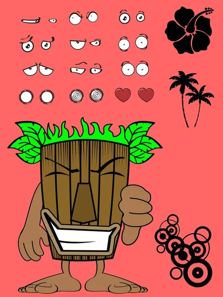 Tiki Hawaiian Masker Cartoon Expressies Collectie Vector Formaat — Stockvector