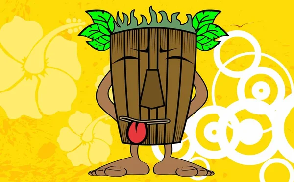 Tiki Masker Cartoon Hawaiian Zomer Achtergrond Vector Formaat — Stockvector