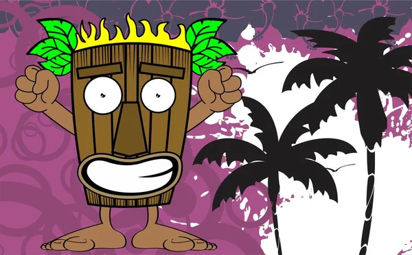 Tiki Maske Karikatur Hawaiianischen Sommer Hintergrund Vektorformat — Stockvektor