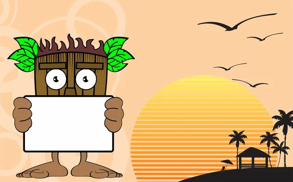 Tiki Maske Karikatur Hawaiianischen Sommer Hintergrund Vektorformat — Stockvektor