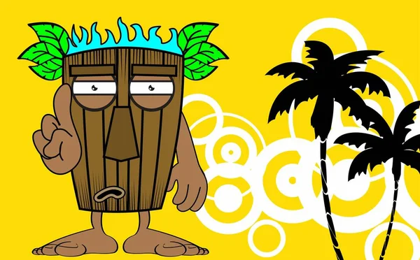 Tiki Masker Cartoon Hawaiian Zomer Achtergrond Vector Formaat — Stockvector