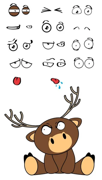 Engraçado Bonito Cervo Desenhos Animados Expressões Conjunto Coleção Formato Vetorial — Vetor de Stock