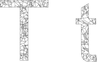 izole edilmiş çokgen harf T illüstrasyon kümesi koleksiyonu vektör biçiminde