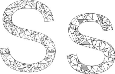 izole çokgen harf S illüstrasyon kümesi koleksiyonu vektör biçiminde