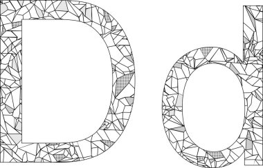 izole edilmiş çokgen harf D illüstrasyon kümesi koleksiyonu vektör biçiminde