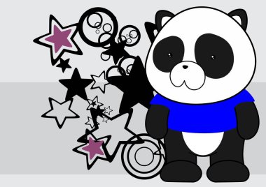 Kawaii peluş panda karikatür arkaplanı vektör formatında