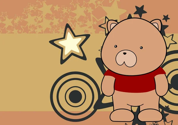 Kawaii Plush Teddy Bear Cartoon Background Vector Format — 스톡 벡터