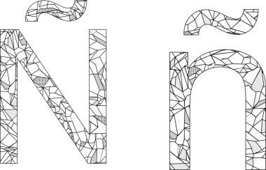 çokgen harf illüstrasyonu vektör biçiminde ayarlandı