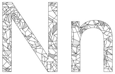 çokgen harfi n illüstrasyonu vektör biçiminde ayarlandı