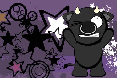 vektör formatında komik küçük kawaii siyah boğa arkaplanı
