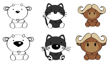 Sevimli küçük bebek hayvanlar kawaii karakter çizgi film koleksiyonu