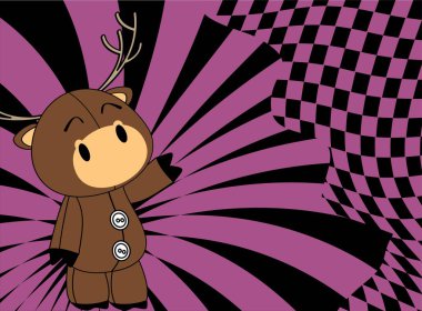 komik geyik çizgi film karakteri peluş oyuncak ifadesi vektör biçiminde arkaplan