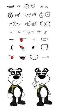 komik genç panda çizgi film ifadeleri koleksiyonu vektör biçiminde ayarlandı