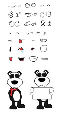 komik genç panda çizgi film ifadeleri koleksiyonu vektör biçiminde ayarlandı