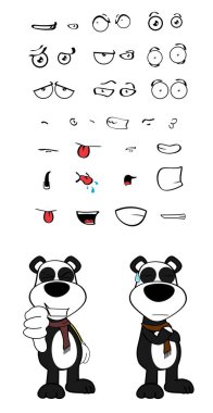 komik genç panda çizgi film ifadeleri koleksiyonu vektör biçiminde ayarlandı