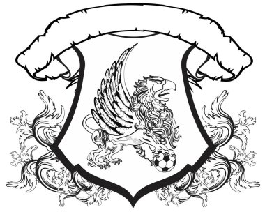 Heraldik futbol gryphon arması vektör biçiminde